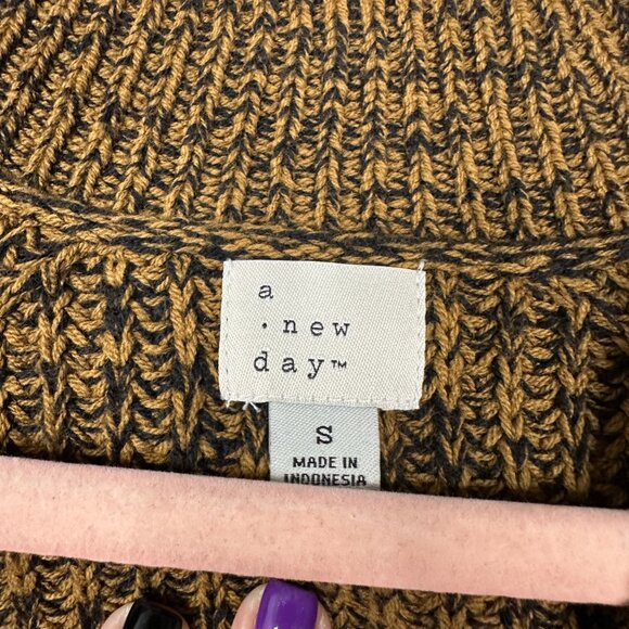 2/$30 a new day Chunky Knit V-Neck Cardigan Brown Marl Small #A0617 TRB3 - Picture 5 of 8